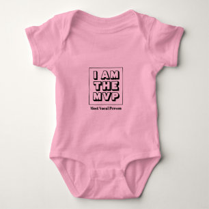 Custom Pink Most Vocal MVP Name Girl Baby Bodysuit