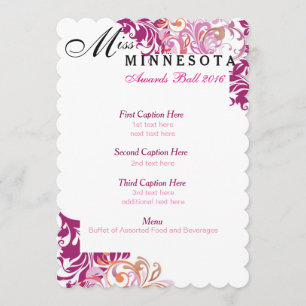 Custom Pink Multicolor Vines Awards Ball Program