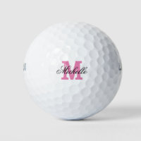 Custom pink name monogram golf balls for women