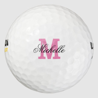 Custom pink name monogram golf balls for women