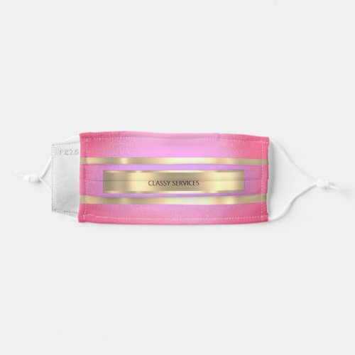 Custom Pink Ombre Golden Stripes Lines Beauty S Adult Cloth Face Mask