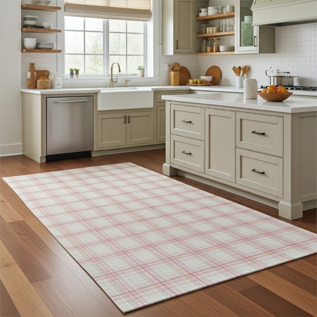 Custom Pink Orange Green and Blue Plaid Pattern Rug (Creator Uploaded)