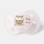 Custom Pink Owl Pacifier at Zazzle