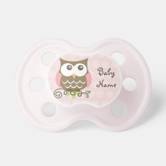 Custom Pink Owl Pacifier (Front)