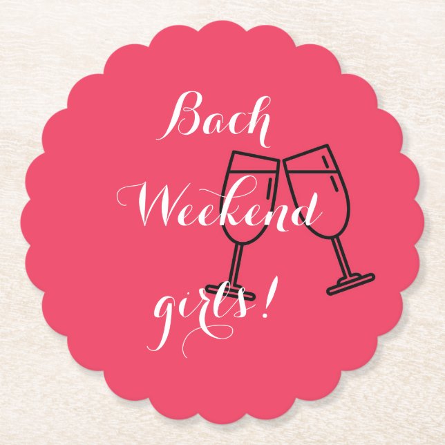 custom pink paper coasters for bachelorette (Front)