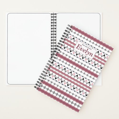 Custom Pink Pattern Monogram Notebook