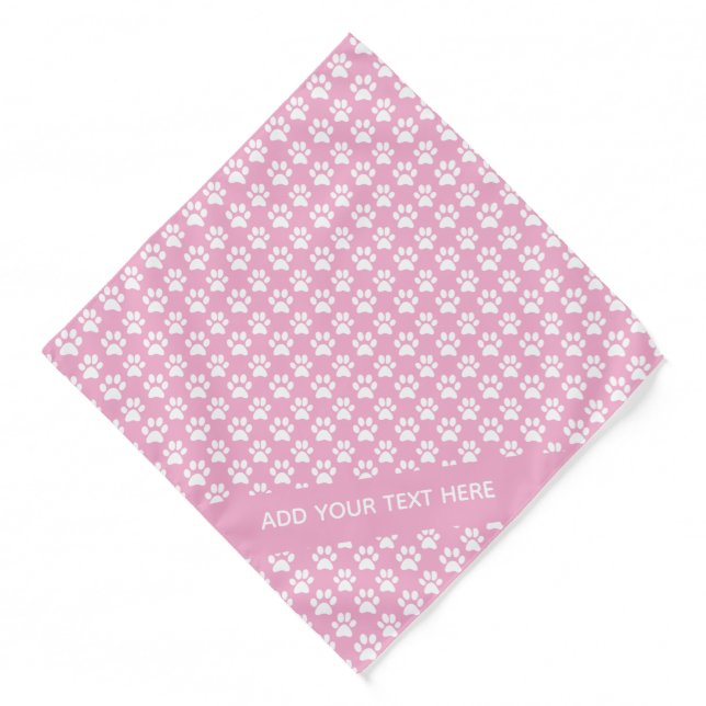 Custom Pink Paw Print Dog Bandana (Front)