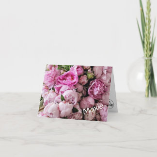 Custom Pink Peony Floral Design Letterpress Thank You Card