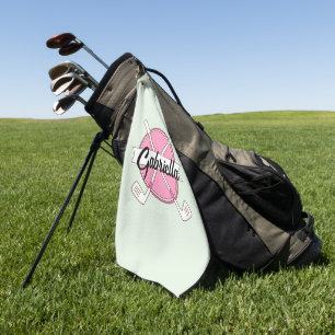 Custom Pink Personalized Golf Clubs Monogram  Towel