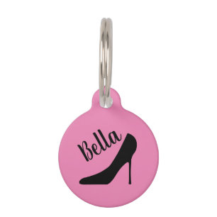 Custom pink pet tag for small female dog or cat