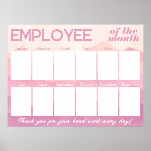 Custom Pink photo employee of the month display Poster