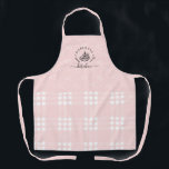 Custom Pink Plaid Kitchen Whisk & Tart Baking Apron<br><div class="desc">Modern, minimal, and stylish custom pink plaid & hearts kitchen apron. Design features a cute typographic design with a custom name "Kitchen" and a floral tart graphic with a whisk and wooden spoon. A cute pink heart pattern and pink plaid design wrap around the bottom of the apron. Perfect gift...</div>
