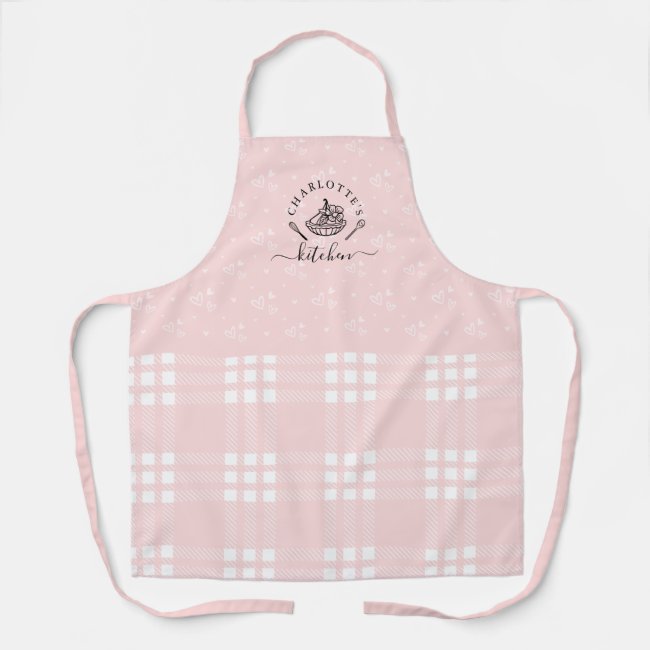 Custom Pink Plaid Kitchen Whisk & Tart Baking Apron