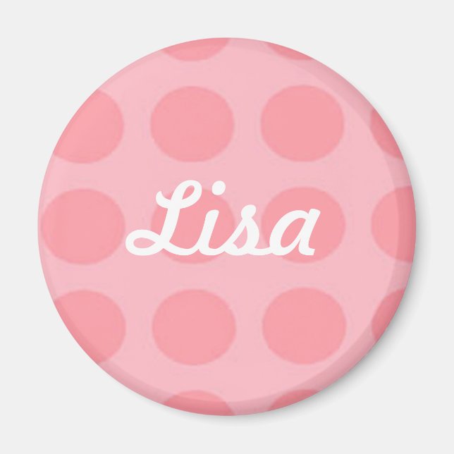 Custom Pink Polka Dot Magnet (Front)
