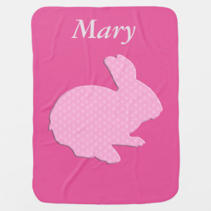 Custom Pink Polka Dot Silhouette Rabbit Blanket