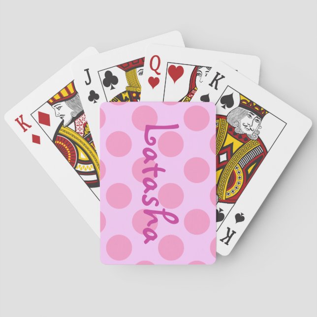 Custom Pink Polka Dots Poker Cards (Back)