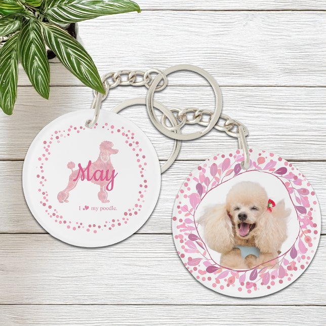 Custom Pink Poodle Silhouette and Photo Keychain (Creator Uploaded)