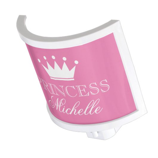 Custom pink princess crown night light for kids (Angled)