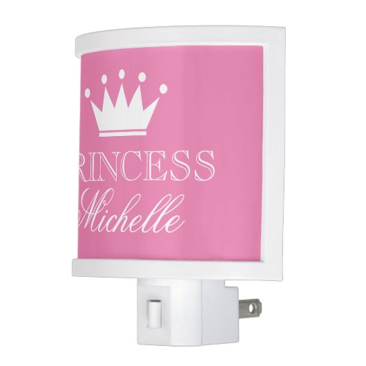 Custom pink princess crown night light for kids (Left)