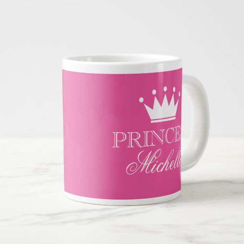 Custom pink princess crown oversized 20oz mug