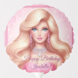 Custom Pink Princess Doll Happy Birthday Balloon