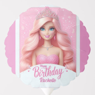 Custom Pink Princess Happy Birthday Balloon
