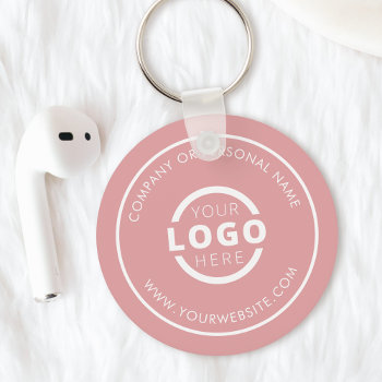 Custom Pink Promotional Business Logo Branded Keychain by promotional_products at Zazzle