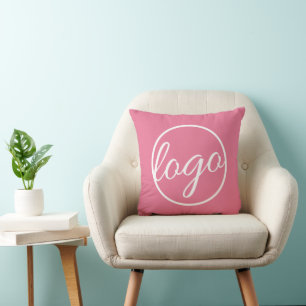 Custom Pink Promotional Business Logo Modern Throw Pillow