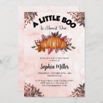 Custom Pink Pumpkin Halloween Baby Shower For Girl Invitation