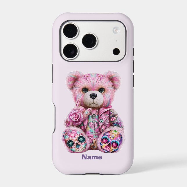 Custom Pink Punk Teddy Bear Case-Mate iPhone Case (Back)