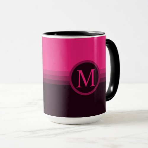 Custom  Pink Purple Dark Brown Color Block Mug