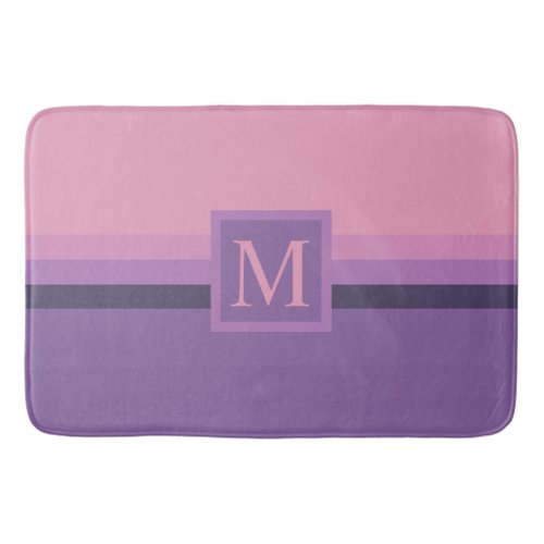 Custom Pink Purple Lavender Violet Color Block Bath Mat