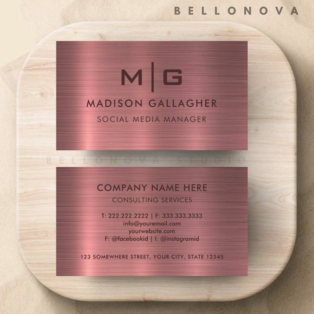 Custom Pink Purple Metal Style Professional Business Card (Custom Pink Purple Metal Style Professional Business Card)