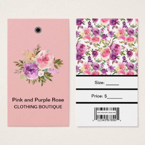 Custom Pink Purple Roses with Bar Code Price Tags 