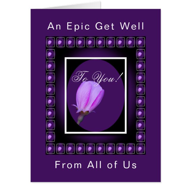 Custom Pink, Purple Spring Blossom Get Well Card (Front)