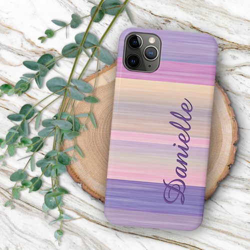 Custom Pink Purple Watercolor Stripes Art Pattern iPhone 11 Pro Max Case