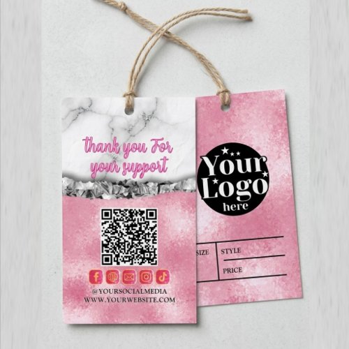 Custom Pink QR Code logo Price  Hang Branding  Gift Tags