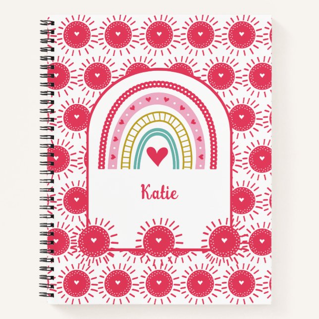 Custom Pink Rainbow Monogram Notebook (Front)