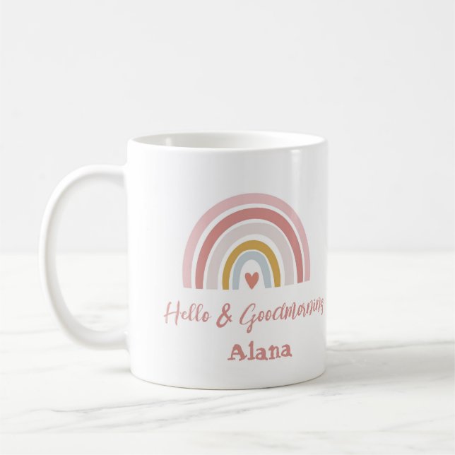 Custom Pink Rainbow Mug – Unicorn Theme Gift (Left)