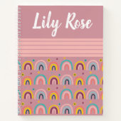Custom Pink Rainbow Pattern Kid's Notebook (Front)