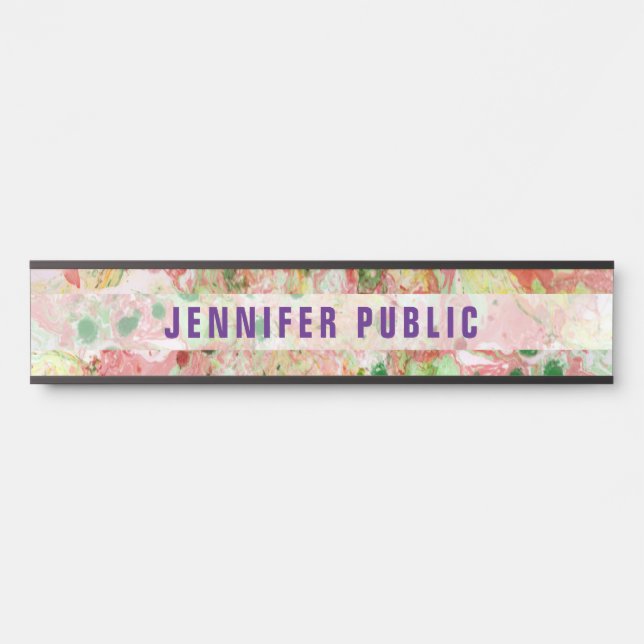 Custom Pink Red Yellow Green Purple Modern  Door Sign (Front)