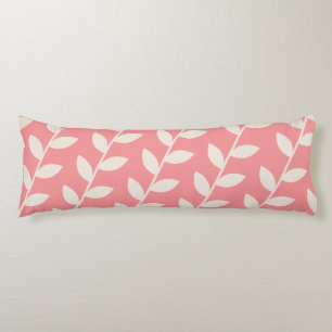 Custom Pink Retro Leaf Pattern Body Pillow