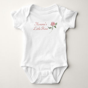 Custom Pink Rose Floral Happy Mothers Day  Baby Bodysuit