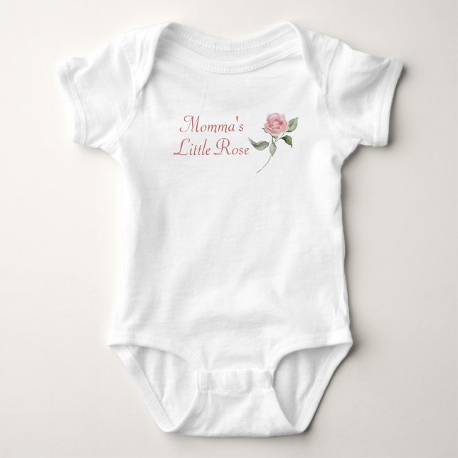 Custom Pink Rose Floral Happy Mothers Day  Baby Bodysuit (Front)