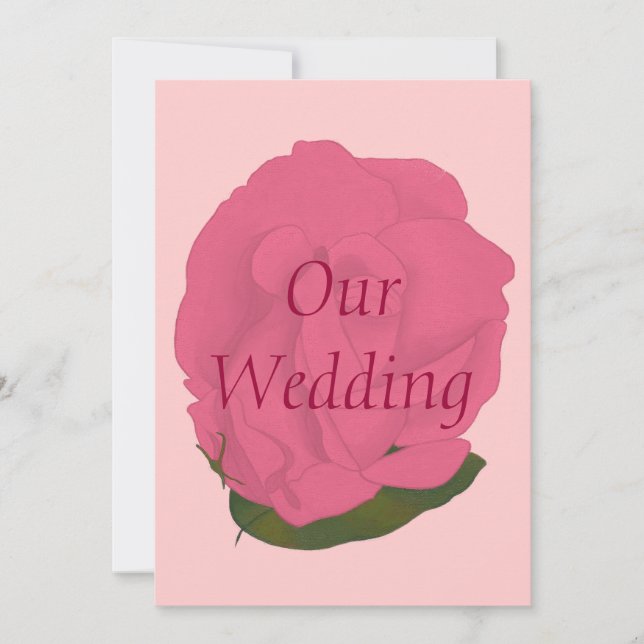 Custom Pink Rose Wedding Invitations (Front)