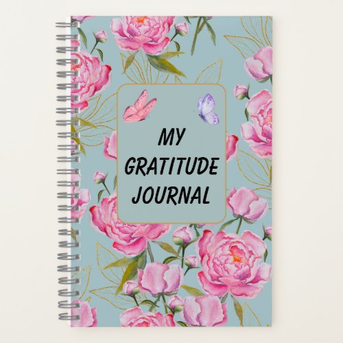 Custom Pink Roses Gratitude Notebook