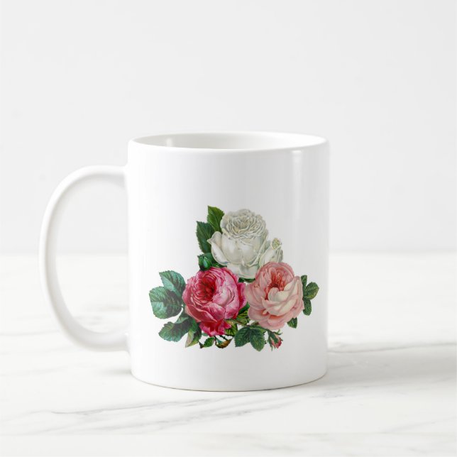 Custom Pink Roses Mother of the Bride Coffee Mug (Left)