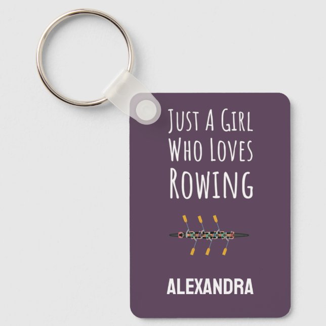 Custom Pink Rowing Girls Rower Kids Personalized Keychain (Front)