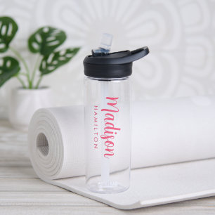 Custom Pink Script Name Water Bottle