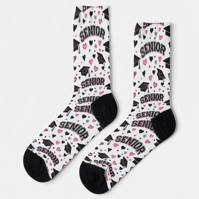 Custom Pink Senior Year Class Photo Socks (Left)